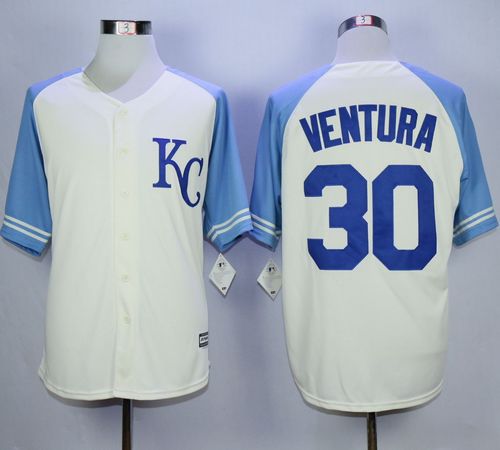 Royals #30 Yordano Ventura Cream Exclusive Vintage Stitched MLB Jersey - Click Image to Close